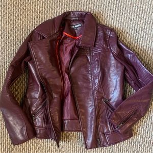 Steve Madden Wine Burgundy Pleather Jacket Moto Size Large